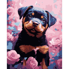 AH1205-17 Strateg Картина за номерами - Песик 40x50 см (на чорному фоні, Стратег)