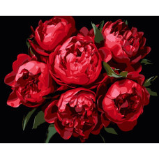 AH1215-11 Strateg Картина за номерами - Яскраві півонії 40x50 см (на чорному фоні, Стратег)