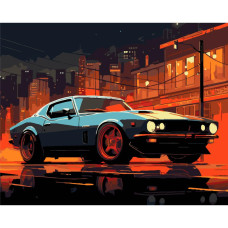 AH1217-18 Strateg Картина за номерами - Міський Мустанг 40x50 см (на чорному фоні, Стратег)