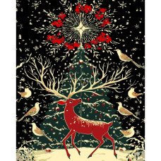 AH1241 Strateg Картина за номерами - Фантастичний олень 40x50 см (на чорному фоні, Стратег)
