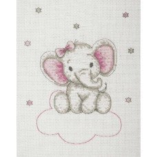 AK33 Anchor Набір для вишивки рахунковим хрестиком - Слоник дівчинка Girl Elephant) 20x16 см, Aida 14