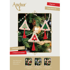 AKE0007-0003 Anchor Набір для вишивки рахунковим хрестиком - Іграшки Ялинки зелені та червоні Trees Green and Red 9x9 см, Aida 14