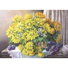 AL 1005 Кошик з жовтими квітами. Alisena. Принт для художньої вишивки