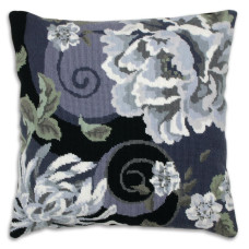 ALR02 Anchor Набір для вишивки гобеленом - Подушка Квітковий порив в чорному Floral Swirl in Black 40x40 см, Страмін №12
