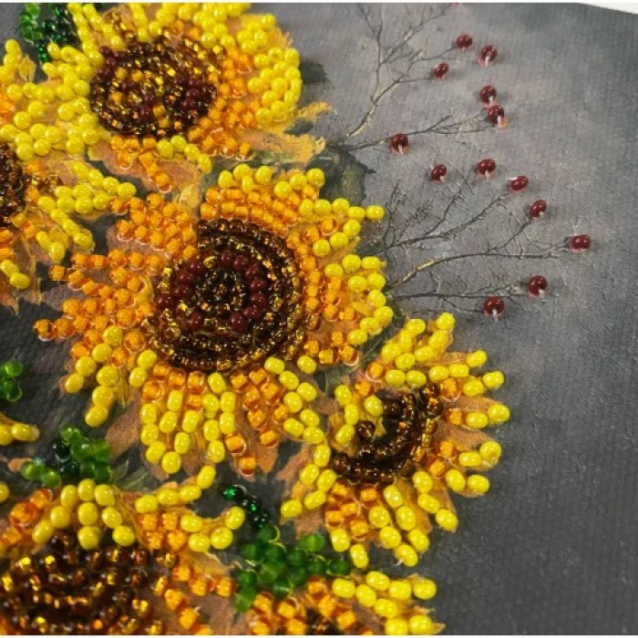 AM-269 Абрис Арт Набір для вишивки бісером - Домашні соняшники, 15x15 см (художній холст)