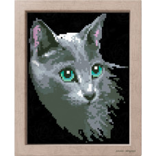 АМ 3531 Сірий кіт. Повна Скриня. Канва з нанесеним малюнком