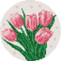 AM-R7935 Ніжні тюльпани ©art_selena_ua. Ideyka. Набір алмазної мозаїки (круглі, повна) (Ідейка АМ-R7935)