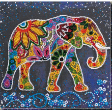 AMB-046 Індійський слон. Абріс Арт. Набір для вишивки бісером на художньому холсті з нанесеним малюнком (АМВ-046)