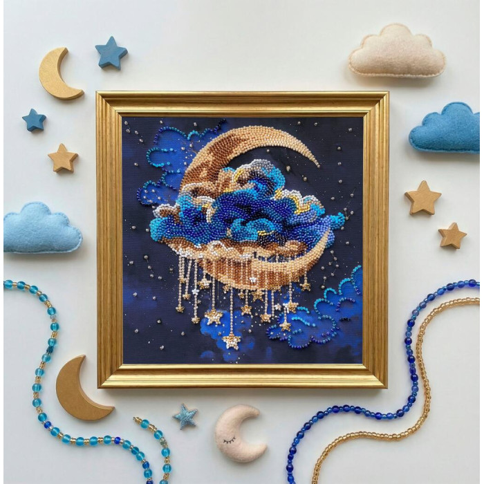 AMB-138 Абрис Арт Набір для вишивки бісером - Колиска зоряних снів 20x20 см (художній холст)