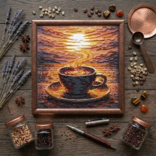 AMB-144 Абрис Арт Набір для вишивки бісером - Ароматна кава 20x20 см (художній холст)