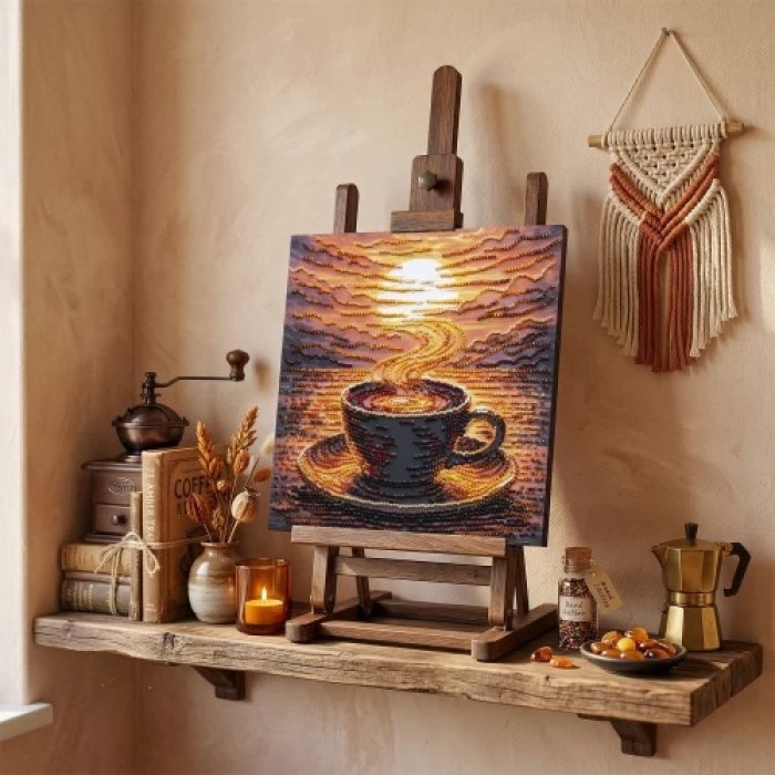 AMB-144 Абрис Арт Набір для вишивки бісером - Ароматна кава 20x20 см (художній холст)