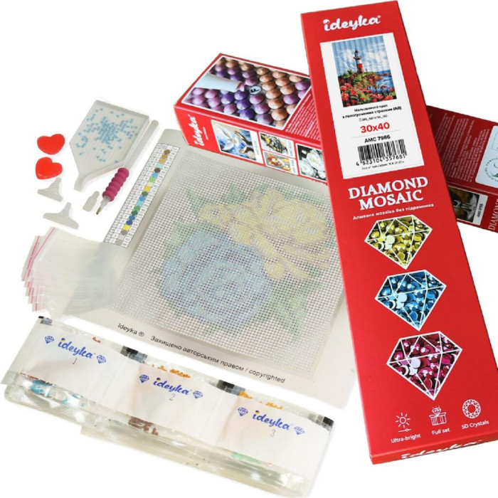 AMC20448 Ideyka Алмазна мозаїка - Бузковий кошик 30х40 см (круглі, з стразами AB, без підрамника, Ідейка АМС-20448) ©art_selena_ua