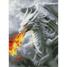 AMC7832 Вогнедишний дракон з голограмними стразами (AB) ©art_selena_ua, 30х40 см. Ideyka. Набір алмазної мозаїки (круглі, повна) (Ідейка АМС-7832)