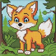 AMC7974 Ideyka Алмазна мозаїка - Пухнаста лисиця 20х20 см (круглі, без підрамника, АМС-7974) art_selena_ua