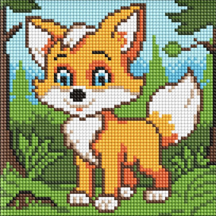 AMC7974 Ideyka Алмазна мозаїка - Пухнаста лисиця 20х20 см (круглі, без підрамника, АМС-7974) art_selena_ua