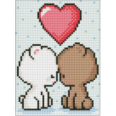 AMM1012 Ideyka Алмазна мозаїка без підрамника - Закохані ведмедики, 15x20 см (круглі,повна), (Ідейка AMM1012)