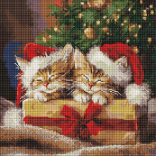 AMO20008 Ideyka Алмазна мозаїка - Пухнасті подарунки 40х40 см (круглі, на підрамнику, АМО-20008) ©art_selena_ua