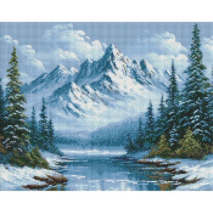 AMO20012 Ideyka Алмазна мозаїка - Морозне дихання лісу 40х50 см (круглі, на підрамнику, АМО-20012) ©art_selena_ua