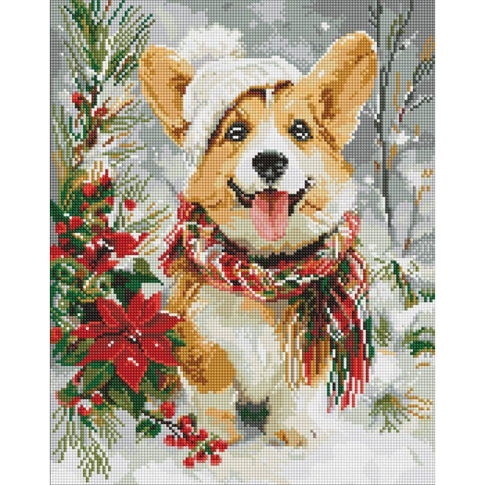 AMO20014 Ideyka Алмазна мозаїка - Щасливий песик 40х50 см (круглі, на підрамнику, АМО-20014) ©art_selena_ua