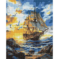 AMO20018 Ideyka Алмазна мозаїка - Птаxи над вітрилами, 50x40 см (круглі, на підрамнику AMO20018) ©art_selena_ua