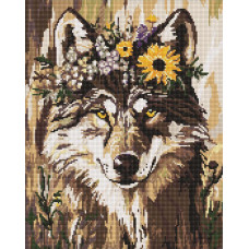 AMO20042 Ideyka Алмазна мозаїка - Гарна вовчиця 40х50 см (круглі, на підрамнику, АМО-20042) ©art_selena_ua