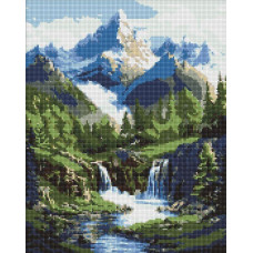 AMO20049 Ideyka Алмазна мозаїка - Краєвиди гір 40x50 см (круглі, на підрамнику, AMO20049) ©art_selena_ua