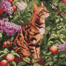 AMO20079 Ideyka Алмазна мозаїка - Бенгальський кіт 40x40 см (круглі, на підрамнику, AMO20079) ©art_selena_ua