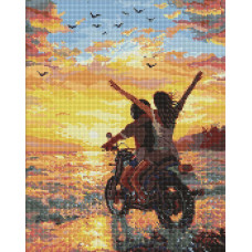 AMO20202 Ideyka Алмазна мозаїка - Морська поїздка на двох 40x50 см (круглі, на підрамнику, AMO20202) ©art_selena_ua