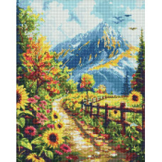 AMO20244 Ideyka Алмазна мозаїка - Дім під горою 40х50 (круглі, на підрамнику, AMO20244) ©art_selena_ua