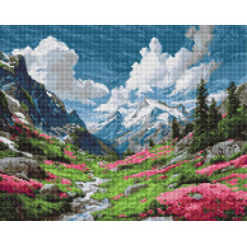 AMO20266 Ideyka Алмазна мозаїка - Гірський затишок 50x40 см (круглі, на підрамнику, AMO20266) ©art_selena_ua