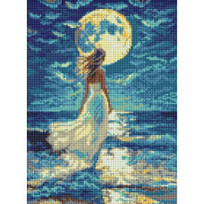 AMO20292 Ideyka Алмазна мозаїка - Дівчина і місяць, 30x40 см (круглі, на підрамнику AMO20292) ©art_selena_ua