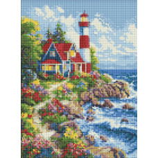 AMO20293 Ideyka Алмазна мозаїка - Морський маяк 30x40 см (круглі, на підрамнику, AMO20293) ©art_selena_ua