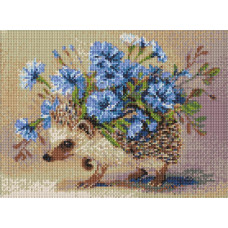 AMO20303 Ideyka Алмазна мозаїка - Їжак та квіти, 40x30 см (круглі, на підрамнику AMO20303) ©art_selena_ua