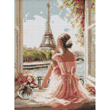 AMO20321 Ideyka Алмазна мозаїка - Нюдовий Париж, 30x40 см (круглі, на підрамнику AMO20321) ©art_selena_ua