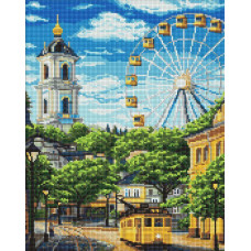 AMO20437 Ideyka Алмазна мозаїка - Колесо і дзвіниця, 40х50 (круглі, на підрамнику AMO20437) ©art_selena_ua