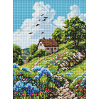 AMO20444 Ideyka Алмазна мозаїка - Затишна хатинка на пагорбі, 30х40 (круглі, на підрамнику AMO20444) ©art_selena_ua