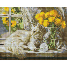 AMO20469 Ideyka Алмазна мозаїка - Муркотливе сонце, 40x50 см (круглі, на підрамнику AMO20469) ©art_selena_ua