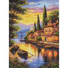 AMO20485 Ideyka Алмазна мозаїка - Вечірня пристань, 30x40 см (круглі, на підрамнику AMO20485) ©art_selena_ua
