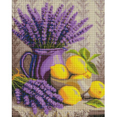 AMO20486 Ideyka Алмазна мозаїка - Лаванда та лимони, 40x50 см (круглі, на підрамнику AMO20486) ©art_selena_ua