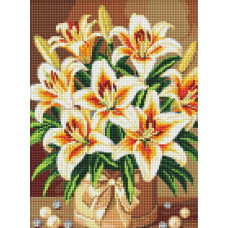 AMO20587 Ideyka Алмазна мозаїка - Яскраві лілії з перлами, 30x40 см (круглі, на підрамнику AMO20587) ©art_selena_ua