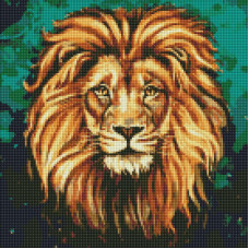 AMO7505 Розкішний лев. Ideyka. Набір алмазної мозаїки на підрамнику (круглі, повна) (Ідейка АМО7505)