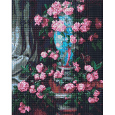 AMO7639 Дивовижні троянди ©Popova Josephine. Ideyka. Набір алмазної мозаїки на підрамнику (круглі, повна) (Ідейка АМО7639)