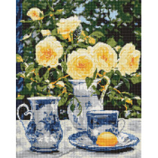 AMO7982 Ideyka Алмазна мозаїка - Елегантне чаювання 40х50 (круглі, на підрамнику, AMO7982) ©art_selena_ua