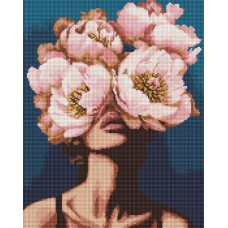 AMO7989 Ideyka Алмазна мозаїка - Загадка півоній з стразами AB, 40x50 см (круглі, на підрамнику, АМО-7989) ©victoria_art___