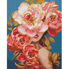 AMO8004 Ideyka Алмазна мозаїка - Квітуча грація з стразами AB, 40x50 см (круглі, на підрамнику, АМО-8004) ©victoria_art___