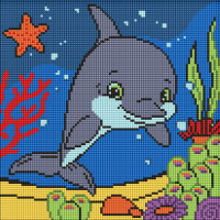 AMO8111 Ideyka Алмазна мозаїка - Добрий дельфін, 30x30 см (круглі, на підрамнику, АМО-8111) ©art_selena_ua