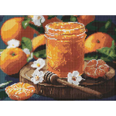 AMO8128 Мандаринове варення ©art_selena_ua, 30x40 см. Ideyka. Набір алмазної мозаїки на підрамнику (круглі, повна) (Ідейка АМО-8128)