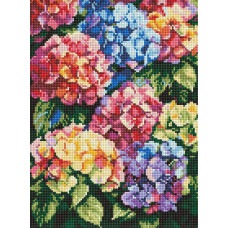 AMO8154 Ideyka Алмазна мозаїка - Різнокольорові гортензії, 30x40 см (круглі, на підрамнику AMO8154) ©art_selena_ua