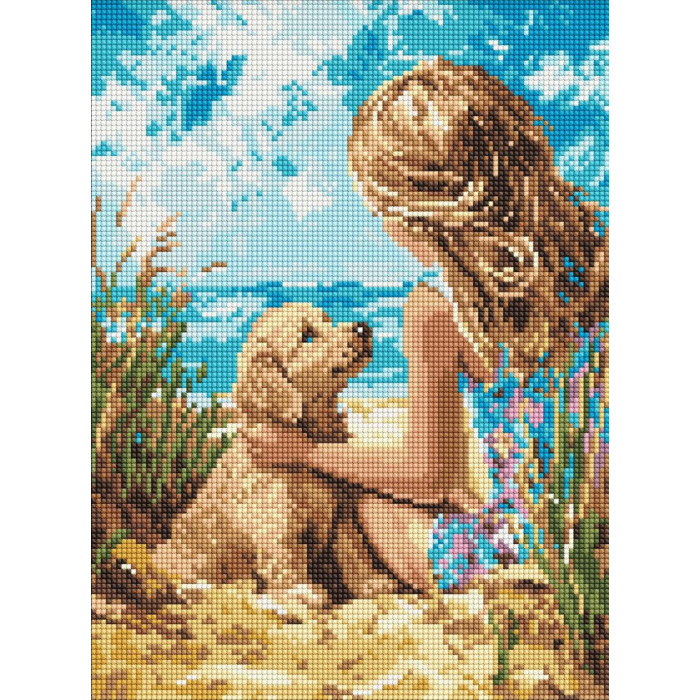 AMO8158 Ideyka Алмазна мозаїка - Радісний песик, 30x40 см (круглі, на підрамнику, АМО-8158) ©art_selena_ua