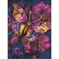 AMO8161 Ideyka Алмазна мозаїка - Золотий метелик, 30x40 см (круглі, на підрамнику, АМО-8161) ©art_selena_ua
